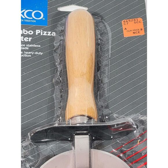 EKCO Jumbo Pizza Cutter w/ 3.25" Stainless Steel Slicer Wheel & Wood Handle. - Picture 4 of 12